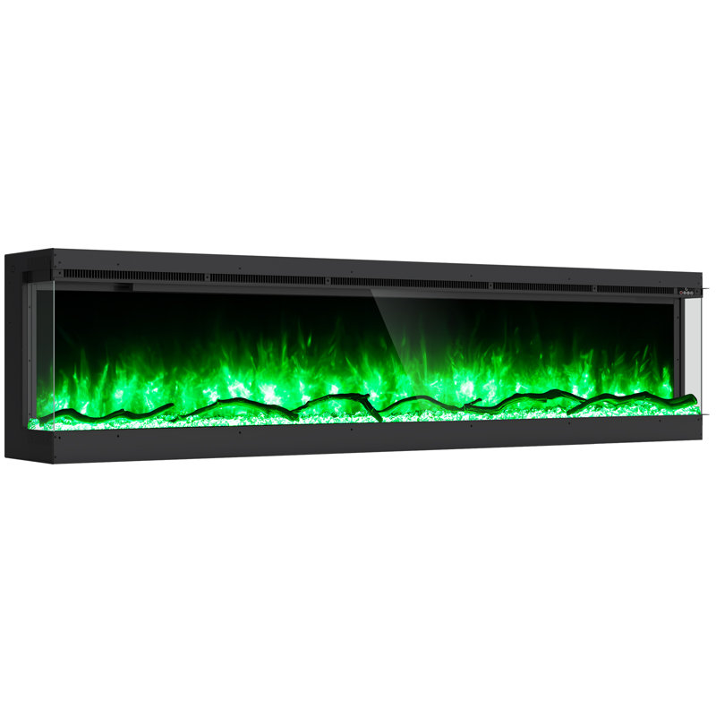 Foyer électrique 80 po à 3 côtés avec flammes réalistes 8 couleurs, télécommande, chauffage 750W / 1500W pour les grandes pièces, certifié ETL sécuritaire
