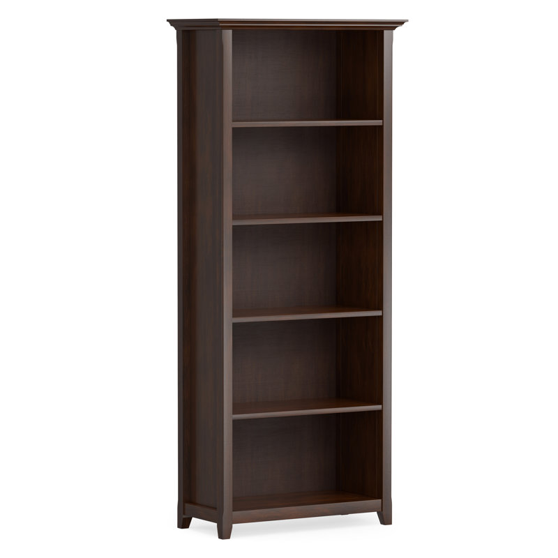 Amherst 30"W Solid Wood 5 Shelf Bookcase with Adjustable Shelves, Brun roux