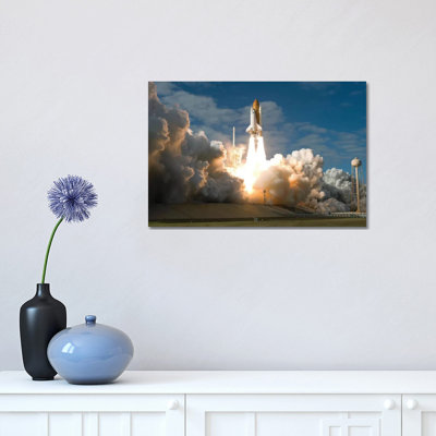 Space Shuttle Atlantis Lifts off from Its Launch Pad at Kennedy Space Center, Florida II 1 Piece Wrapped Canvas Wall Art