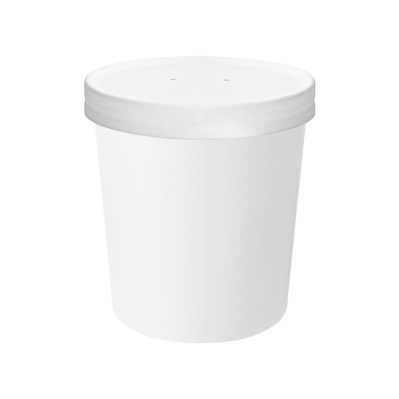Gobelets à soupe en papier trapus de 473 ml (16 oz) avec couvercles en papier - 500 unités