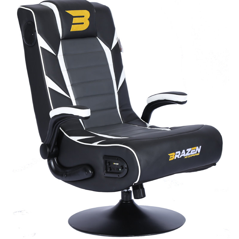 BraZen Panther Elite 2.1 Bluetooth Surround Sound Gaming Chair, White