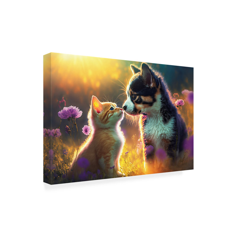 Impression sur toile, animaux, chats et chiens 8, H 16 po x l 24 po x P 2 po