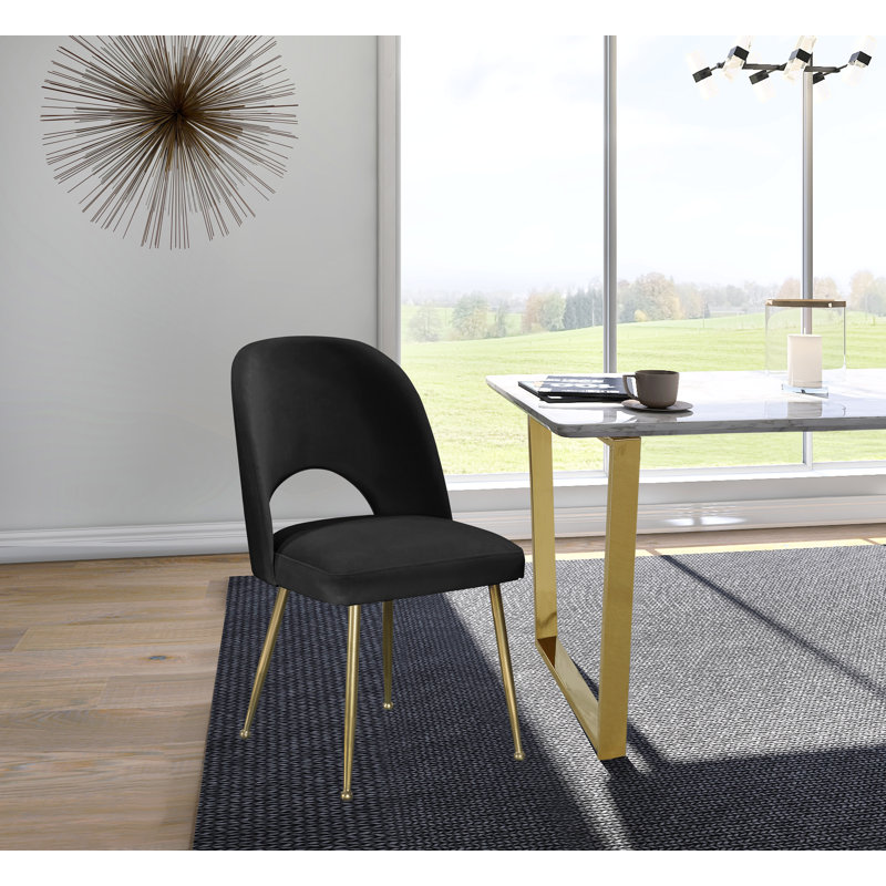 Parnell 19.5'' H Velvet Upholstered Side Chair, Black Velvet