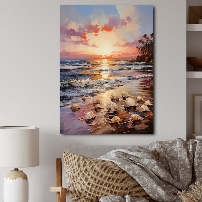 Impression sur toile Woollard Seashell Impressionist Shores, H 44 po x l 34 po x P 1,5 po, Toile tendue