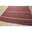 Tapis décoratif turc moderne vintage à rayures colorées tissé à plat, petit format (152 x 183 cm), style années 1950.