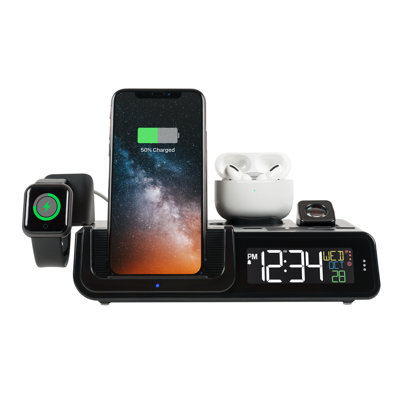Digital Projection Electric Alarm with 10W Wireless Charger