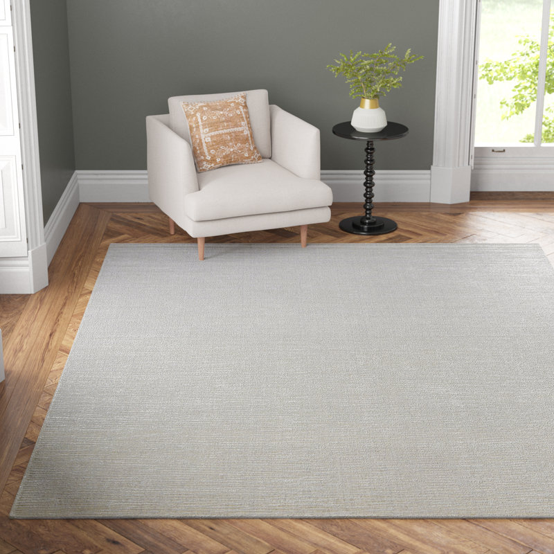 Elba Handmade Gray/White Area Rug, Rectangle 8' x 10'