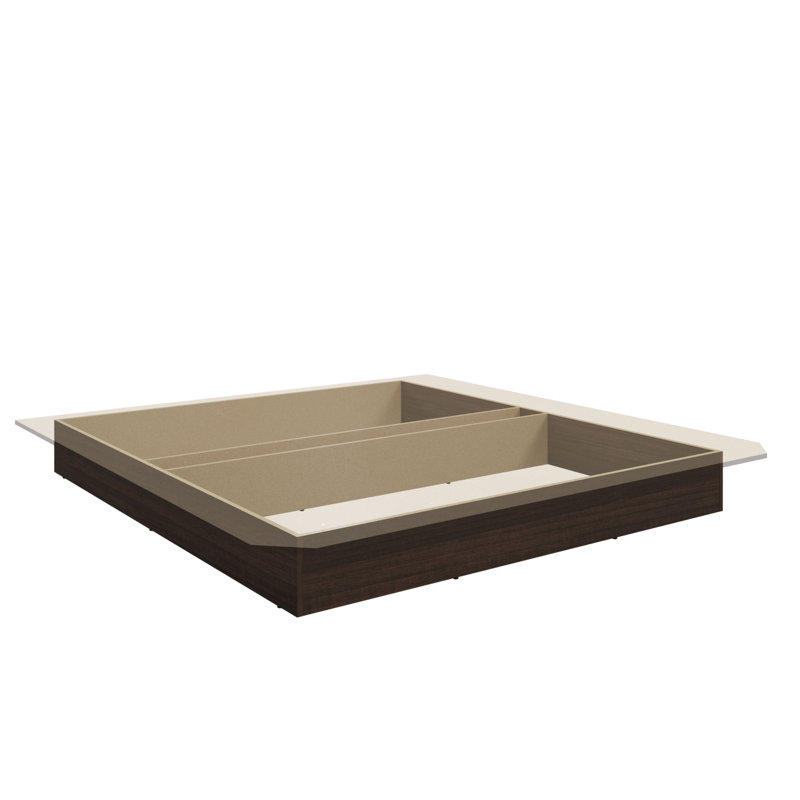 Lit plateforme Suad - Assemblage facile, aucun sommier requis, Très grand lit, Noyer