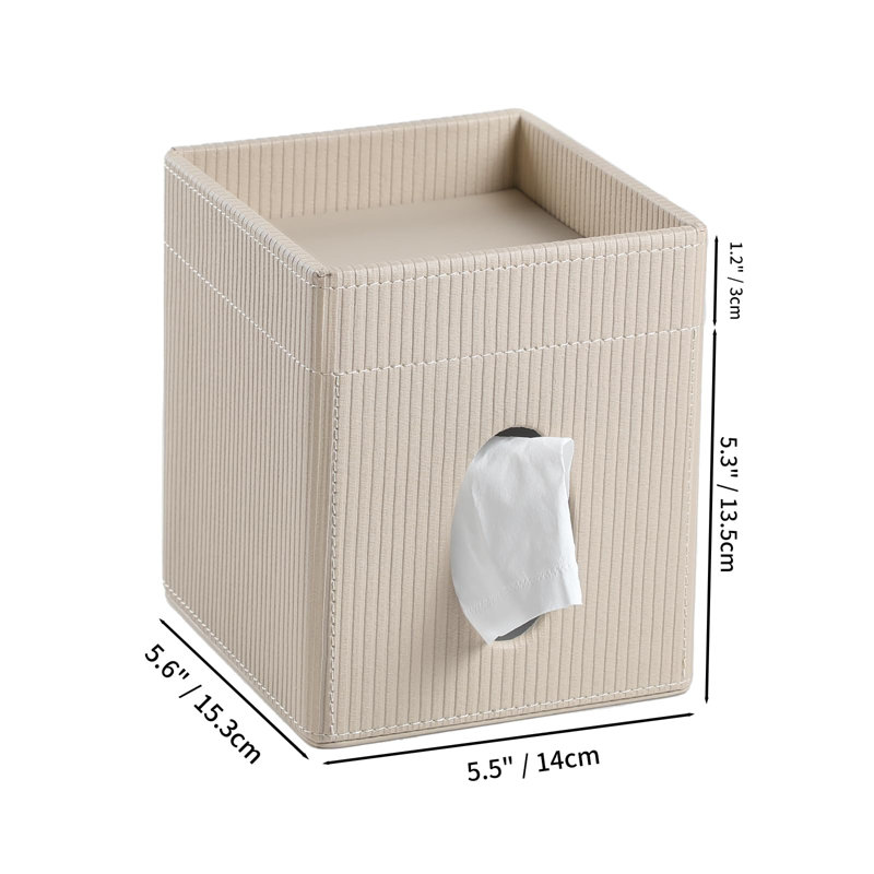 Couvercle de boîte à mouchoirs carrée avec plateau, porte-mouchoirs en cuir PU