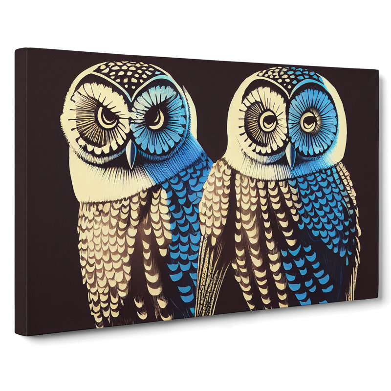 Owl Illustration - Wrapped Canvas, 50cm H x 76cm W x 3cm D