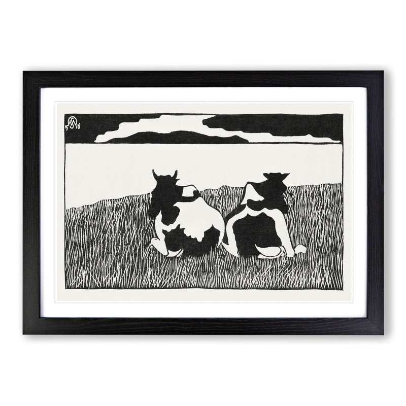 Cows by Samuel De Mesquita - Picture Frame Graphic Art, Black Framed, 36cm H x 48cm W x 2cm D