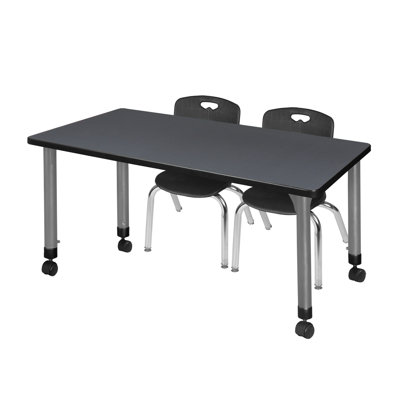 Romig Kee Adjustable Height Rectangle 2-Student Activity Table & Chair Set
