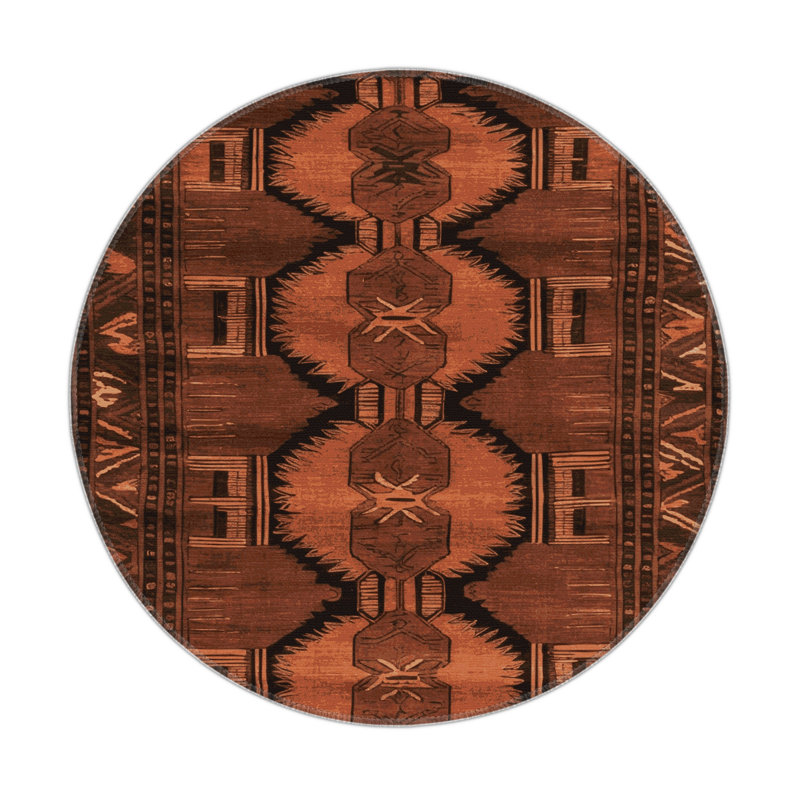 Tapis turc intérieur et extérieur brun, Rond 5 pi