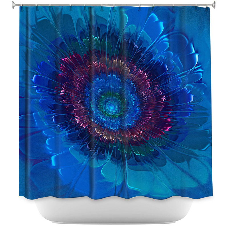 Rideau de douche simple, Bleu / Mauve