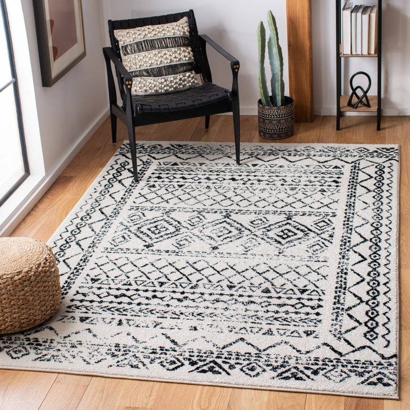 Tapis noir / ivoire Sturdevant Southwestern, Rectangle 5 pi 3 po x 7 pi 6 po