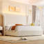 Structure de lit tapissier avec tête de lit haute de 55 po, lit plateforme en velours côtelé doux, silencieux et sans sommier tapissier-935955723-935955712