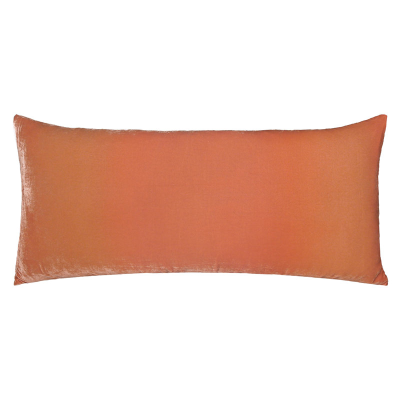 Square Velvet Pillow Cover & Insert, Mango, Rectangle 14"H x 20"W