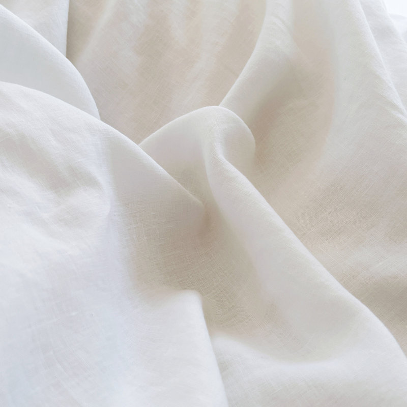 Linen Duvet Cover with Coconut Button Closure, Queen Duvet Cover + 2 Pillowcases, White