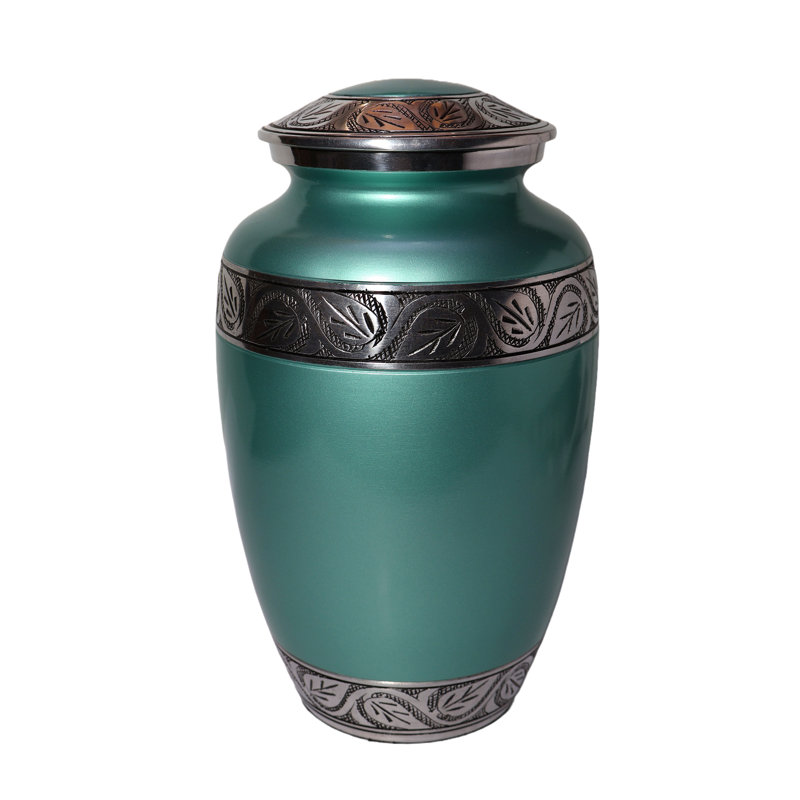 Urne à motif de feuilles, Vert