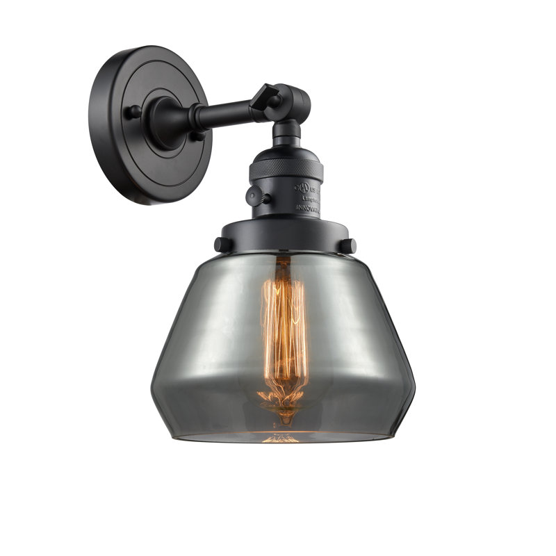 Applique murale à bras 1 lumière Chill, Plaqué couleur fumée, Ampoule incandescente rétro de 60 watts, Noir mat