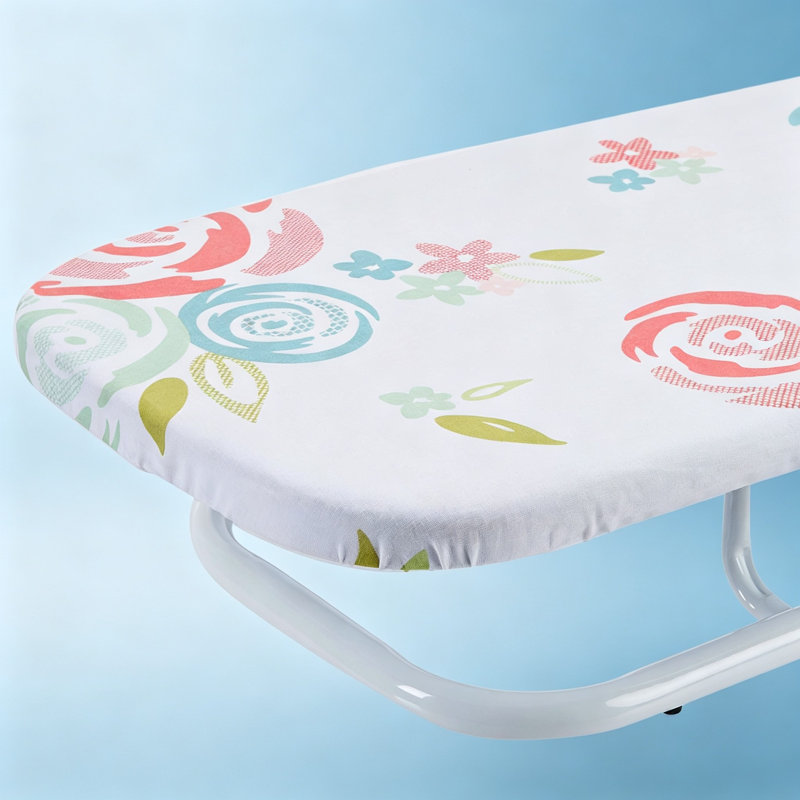 Table de planche à repasser pliante peu encombrante avec pieds antidérapants (blanc / floral)