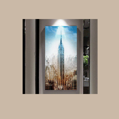 «The Contemporary Look of the Empire State Building on Reproduction de photo sur toile en brun / bleu»