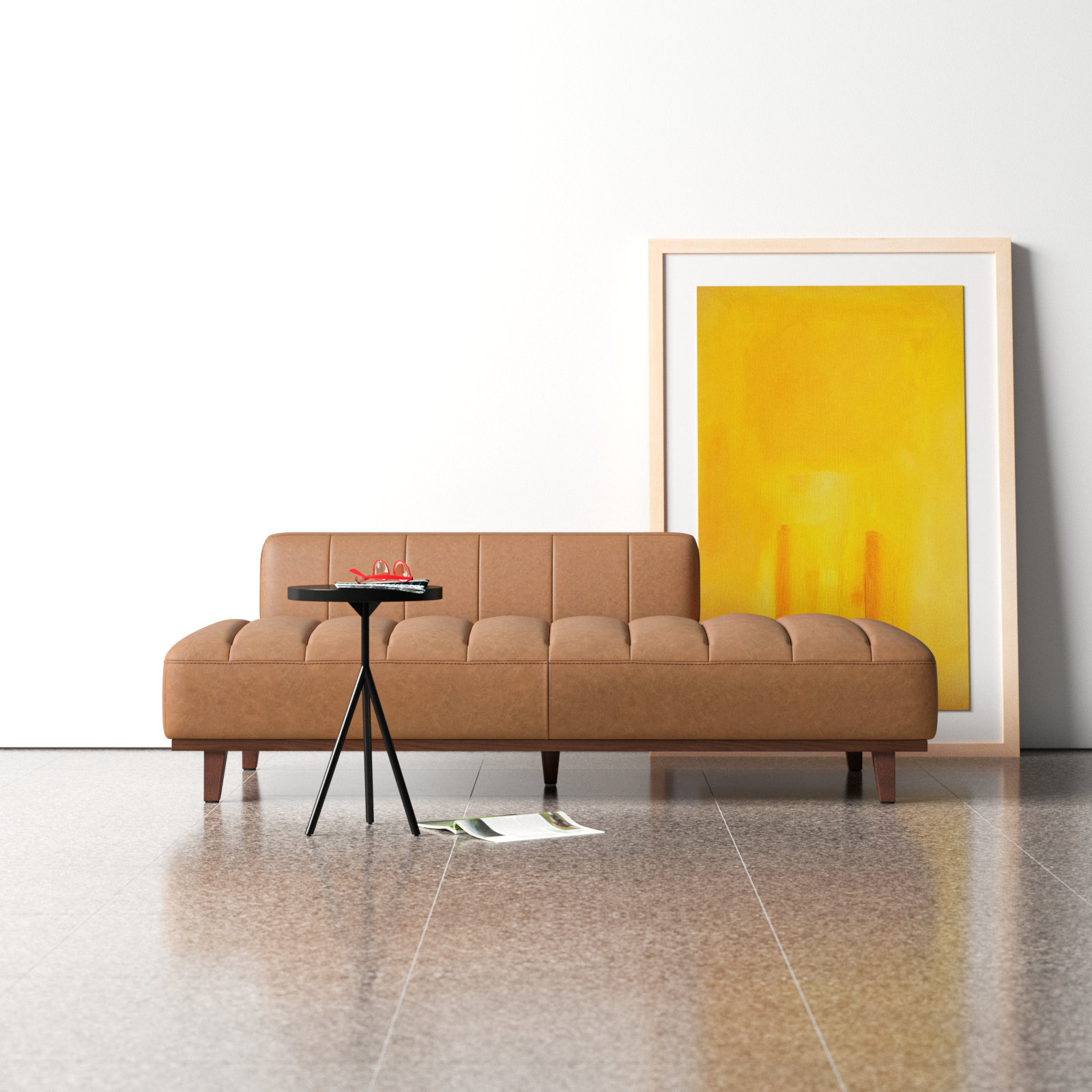Novi Genuine Leather Upholstered Daybed, Marseille Brown Genuine Leather
