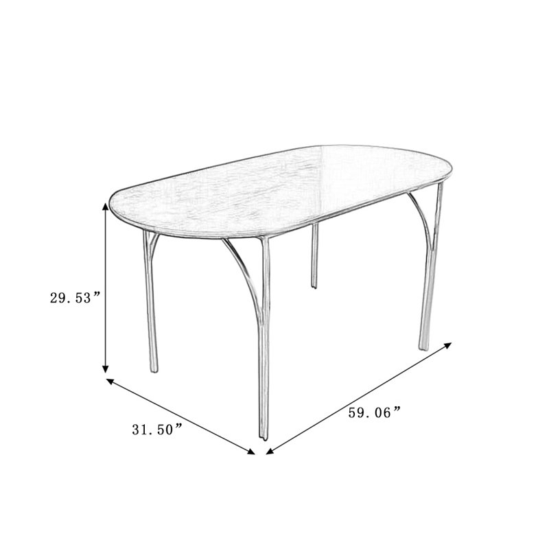 Table de salle à manger Modern, H 29,53 po x L 59,06 po x l 31,5 po