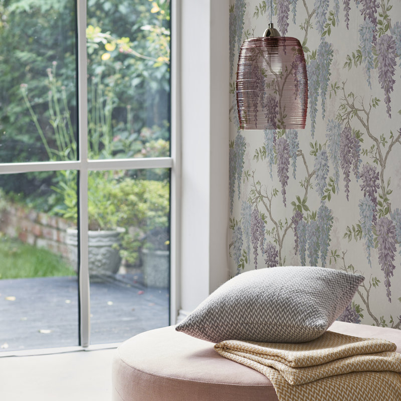 Laura Ashley Wisteria Garden Wallpaper Roll, Pale Iris
