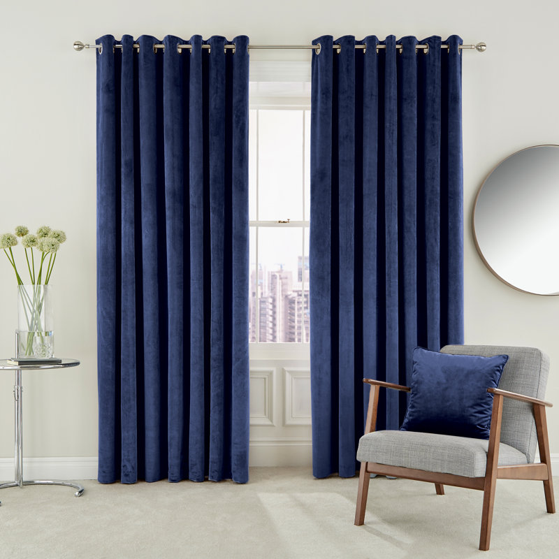 Escala Eyelet Room Darkening Curtains, Electric Blue, Width 167 x Drop 137 cm