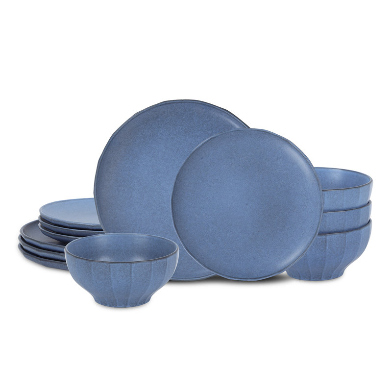 Stone Lain Rio 12-Piece Dinnerware Set Stoneware, Blue
