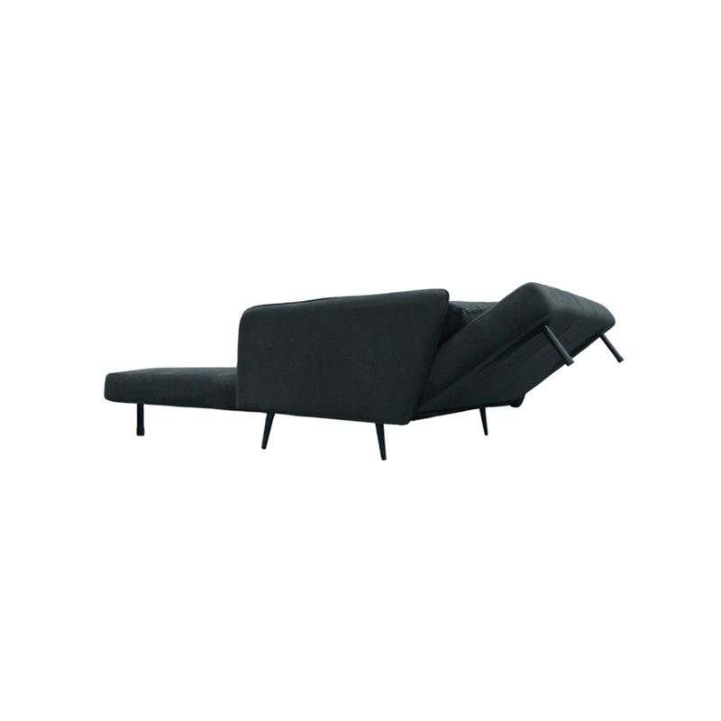 Causeuse convertible en tissu noir L 61 po avec coussins Leandro