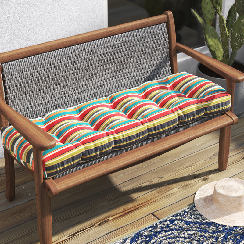 Coussin de banc d'extérieur Shipton, Rayures crépuscule, L 44 po x P 17 po, 4"