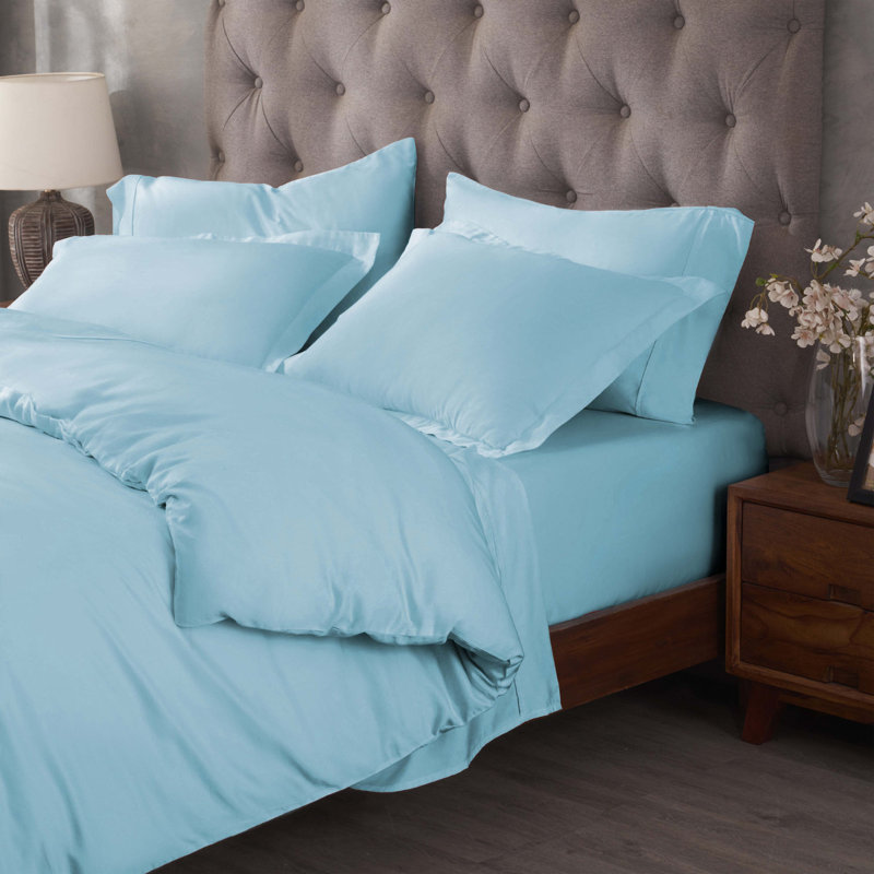 Lunete Egyptian Cotton Blend Modern & Contemporary Duvet Cover Set, Baby Blue, King / Cal. King Duvet Cover+ 2 Pillow Shams,