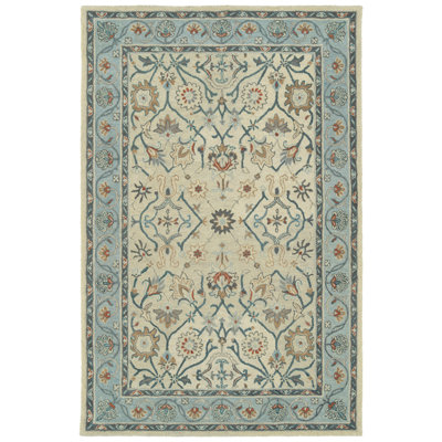Tapis oriental ivoire en laine touffeté à la main Chisolm