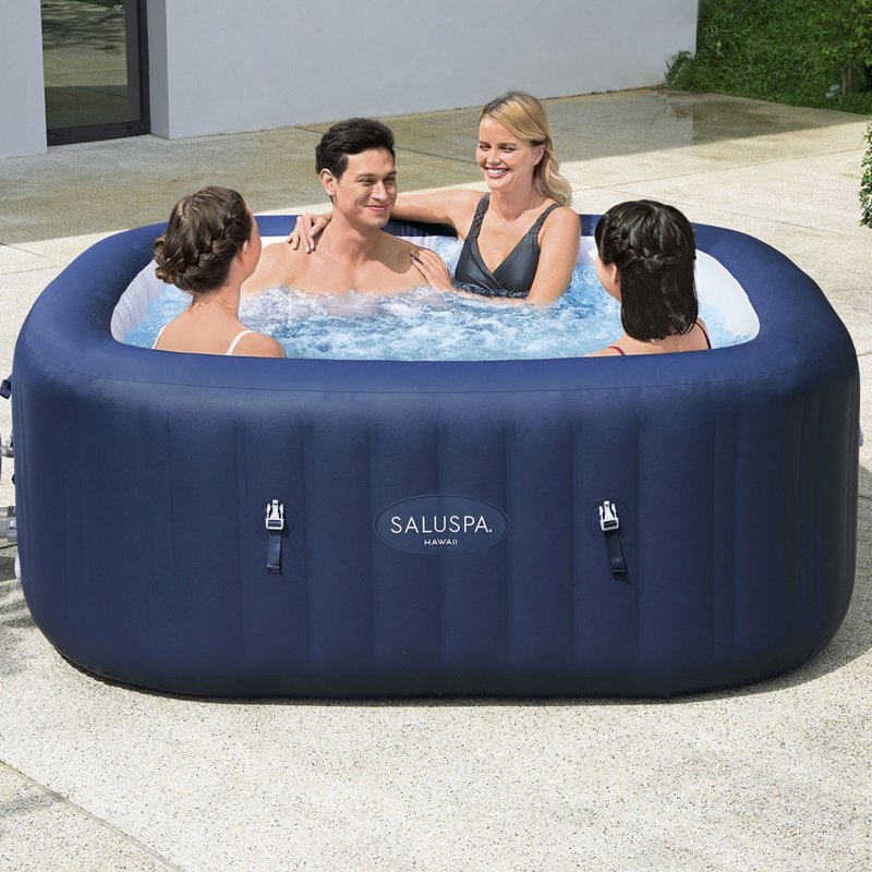 Bestway 0 Volt Vinyl Square Inflatable Hot Tub in Blue