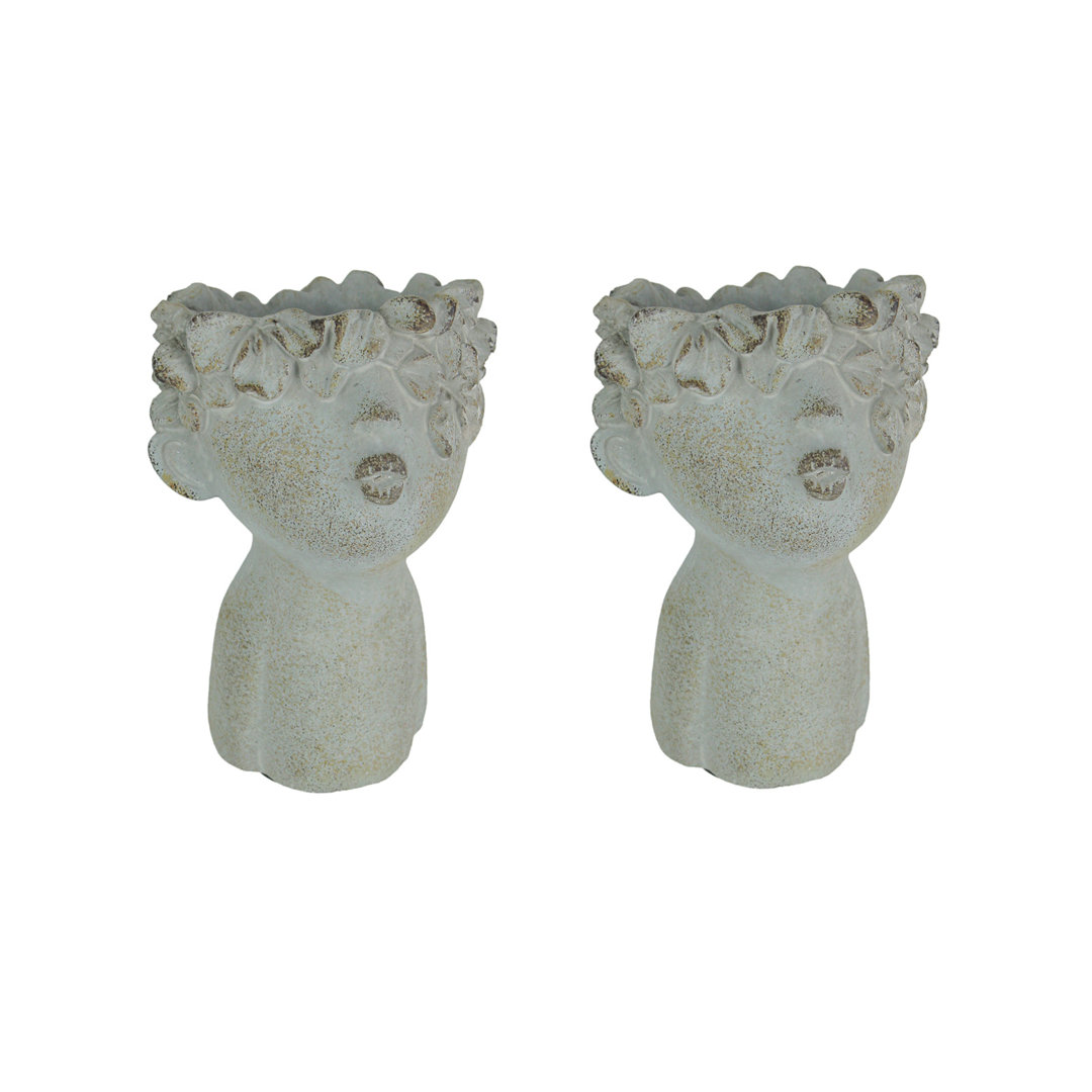 Pucker Up Kissing Face Concrete Statue Planter Red Barrel Studio® Set 
