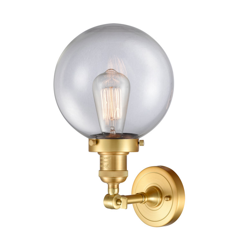 Clementina Dimmable Bath Sconce, 60 Watt Vintage Incandescent Bulb, Clear, Satin Gold