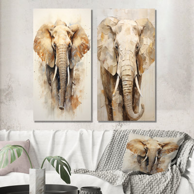 Gentle Elephant Giants - Ensemble de 2 reproductions d'art sur toile