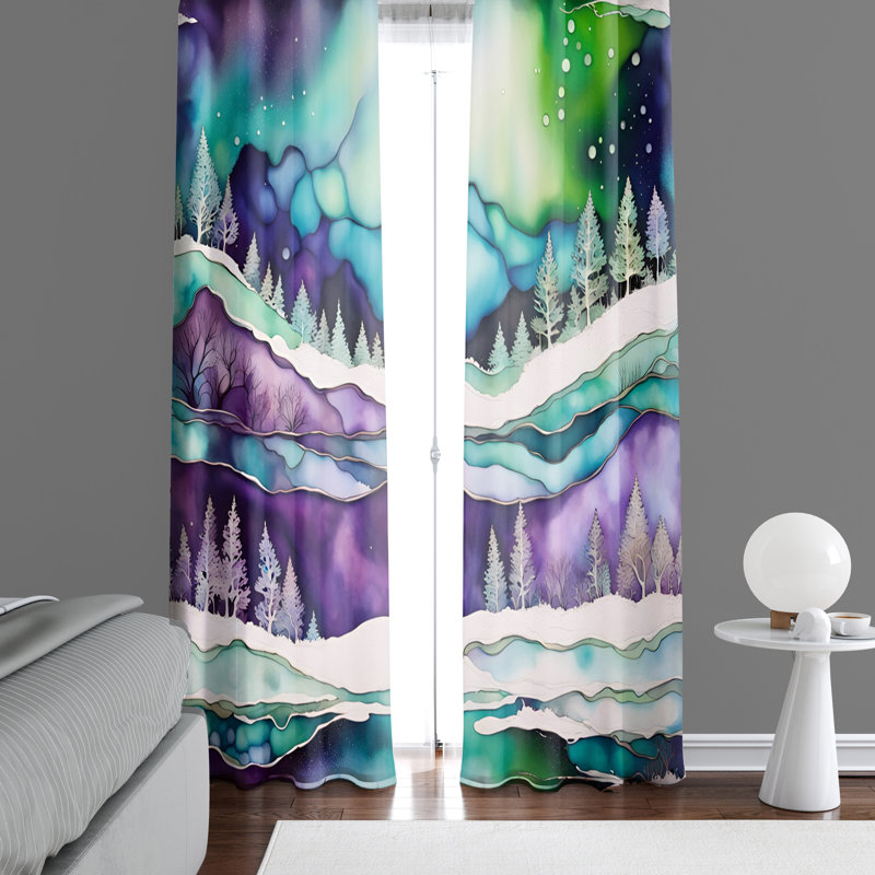 Paire de rideaux semi-transparents en polyester Elfredia, L 40 po x L 82 po