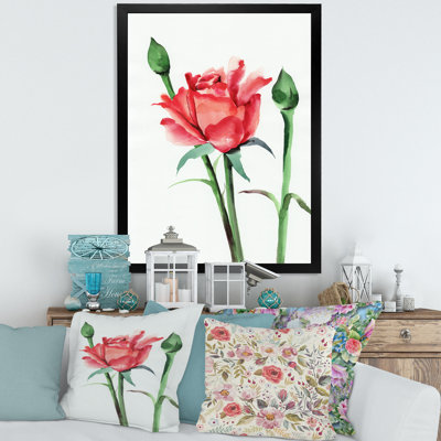 " Red Rose With Buds " Painting Print