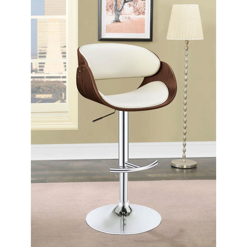 Tabouret de bar réglable en chrome, Ivoire ivoire