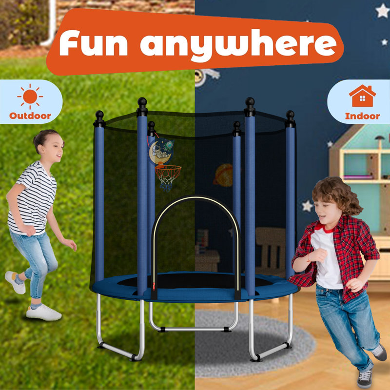 Trampoline pour enfants de 48 po avec mini-trampoline avec enceinte Sumij, panier de basketball inclus, Bleu