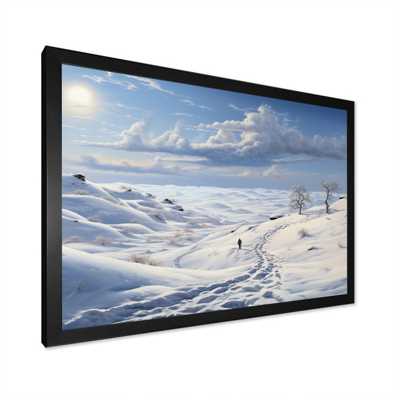 Paysage solitaire hivers - impression, H 34 po x l 44 po x P 1,5 po, Cadre photo noir