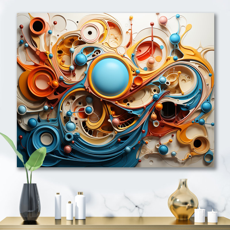Surréalisme, formes d'imagination sur toile, Toile tendue, H 24 po x l 32 po x P 1 po