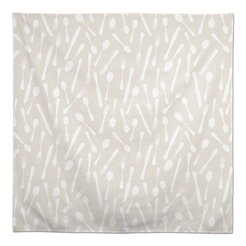 Sketchy Kitchen Utensils Navy 2 Tablecloth, White