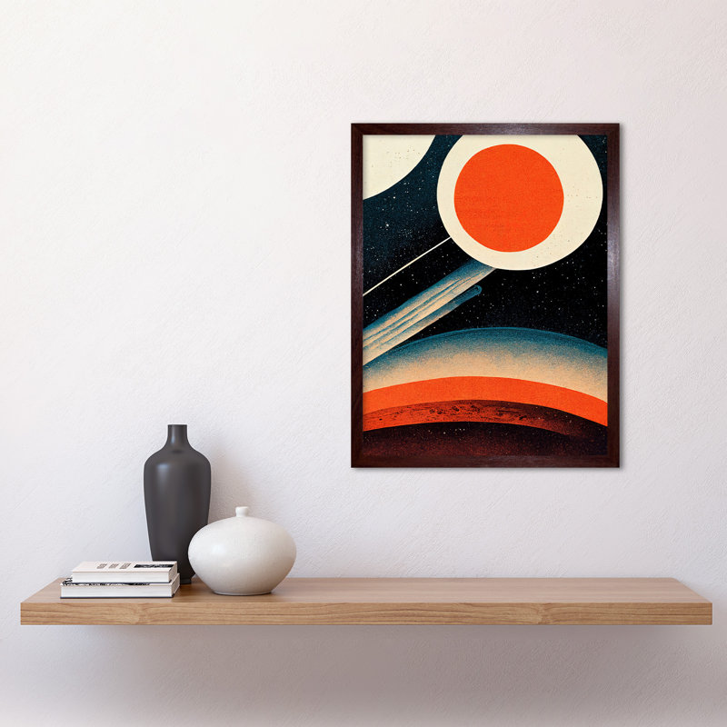 Retro Boho Space Starscape Abstract - Print, Brown Framed Paper, 43cm H x 33cm W x 2cm D