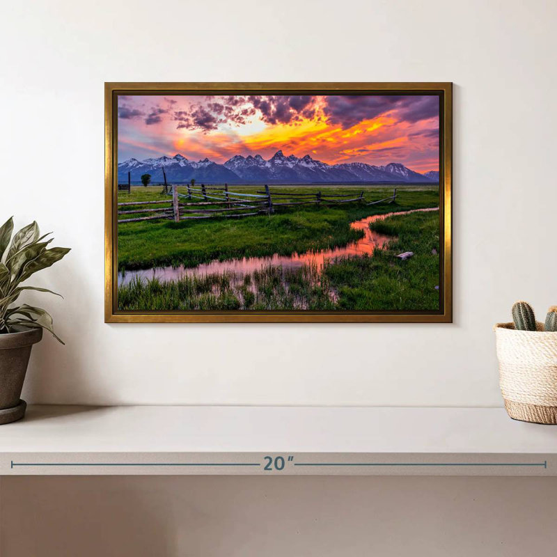Éclat de Grand Teton, Cadre flottant doré, 13 po x 9 po