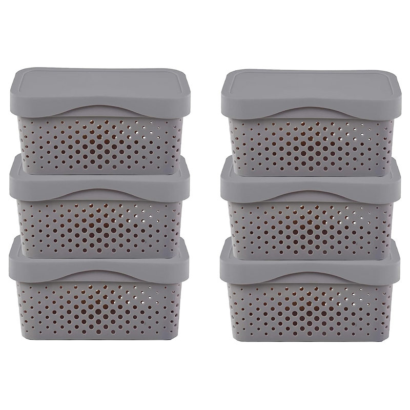Rebrilliant Plastic Storage Tub & Tote, 4.9" H x 10.4" W x 7.1" D, Gray