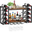 Support à vin mural en métal - Rangement mural pour 10 bouteilles de vin avec tablettes pour la cuisine, la salle à manger et le bar